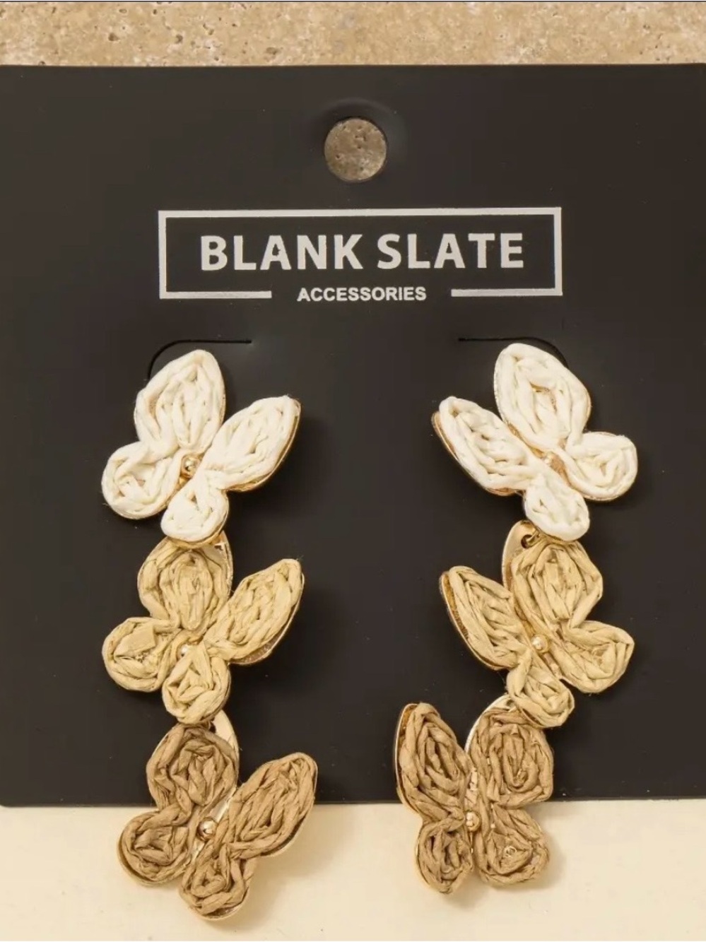 Neutral Raffia Floral Drop Earrings - Natural Tones - Picture 4 of 4